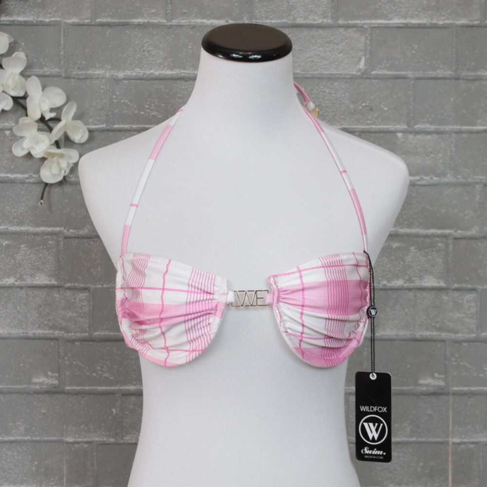 Wildfox Swim Pink Plaid Underwire Bikini Top S